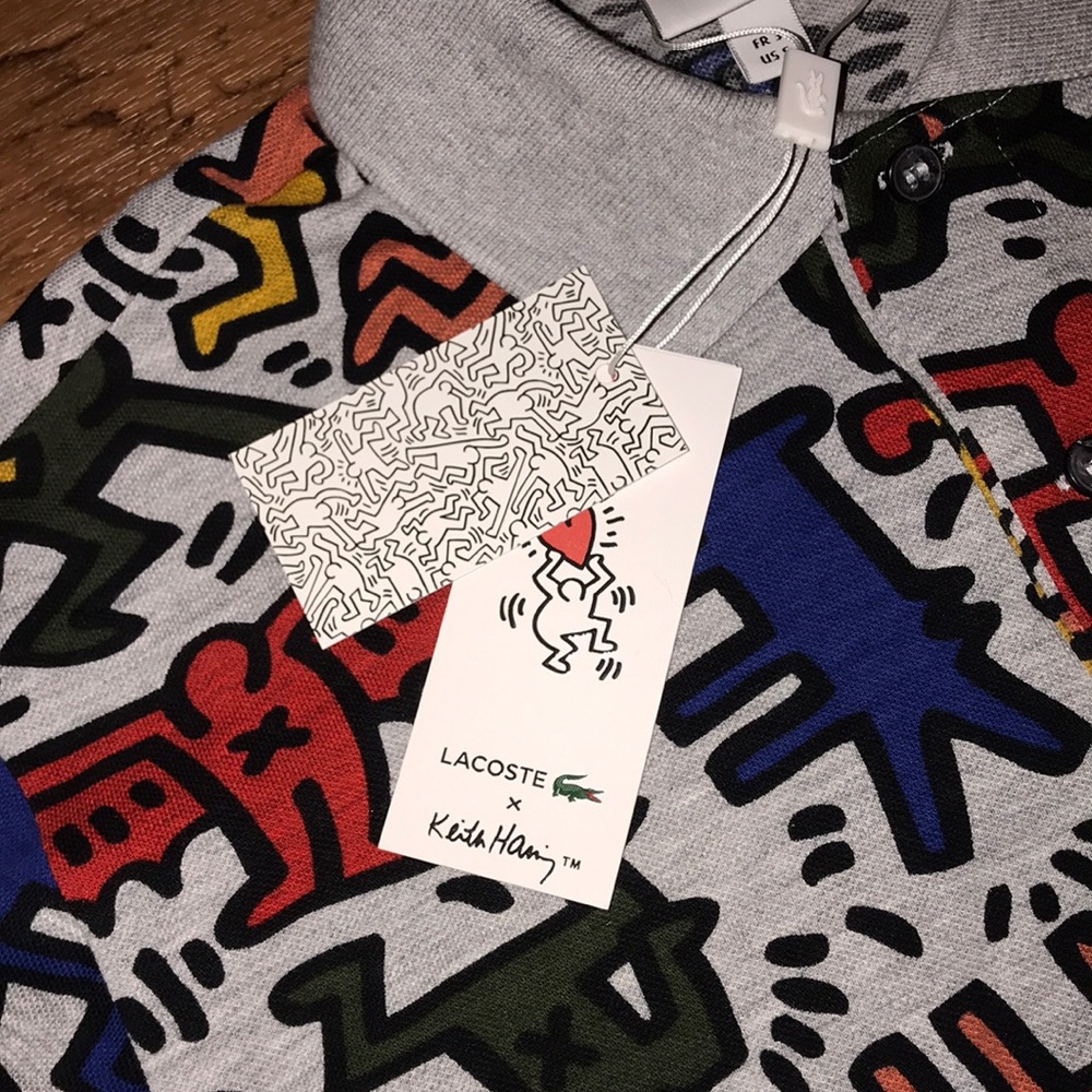 NWT MENS KEITH HARRING xLACOSTE PRINT PIQUE POLO - Picture 4 of 6